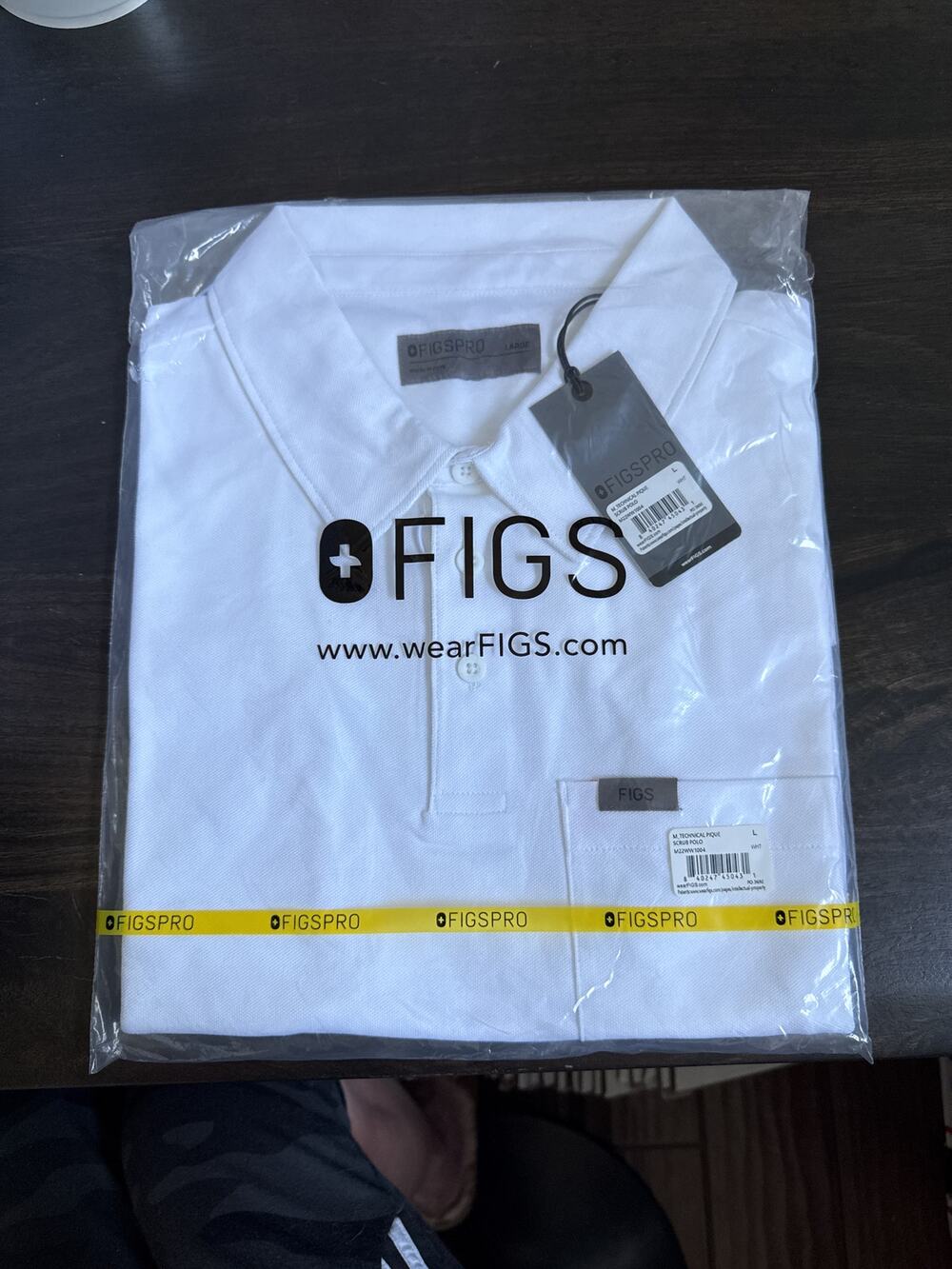 FIGS Technical Pique Scrub Polo Men L White Multicolor
